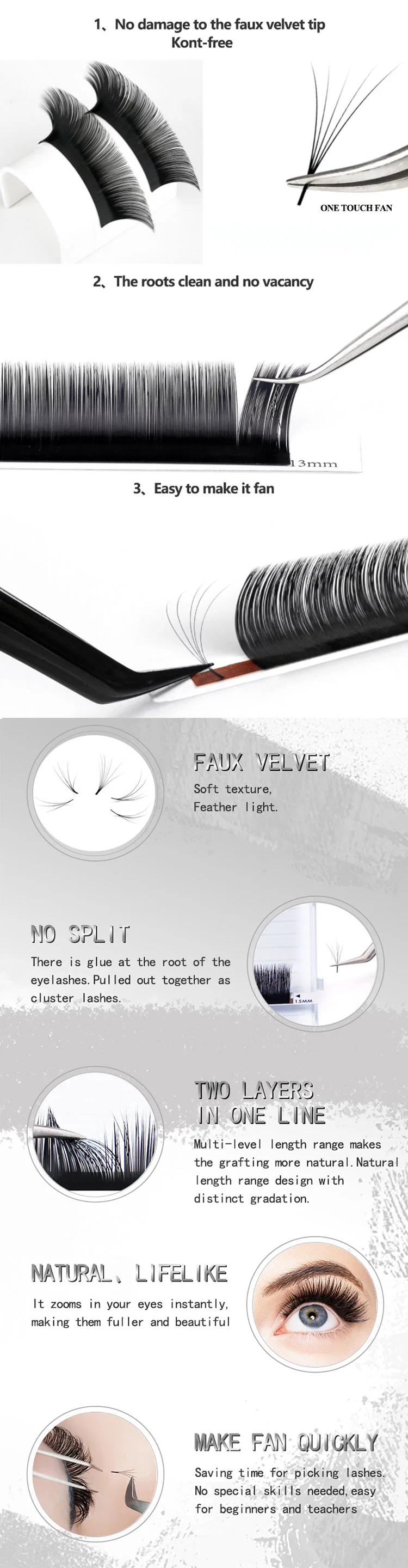 Factory Price Volume 0.03/0.05/0.07/0.10 Fan Eyelash Extension Easy Fan Individual Lashes Extension Easy Fanning Blooming Eyelash Extensions